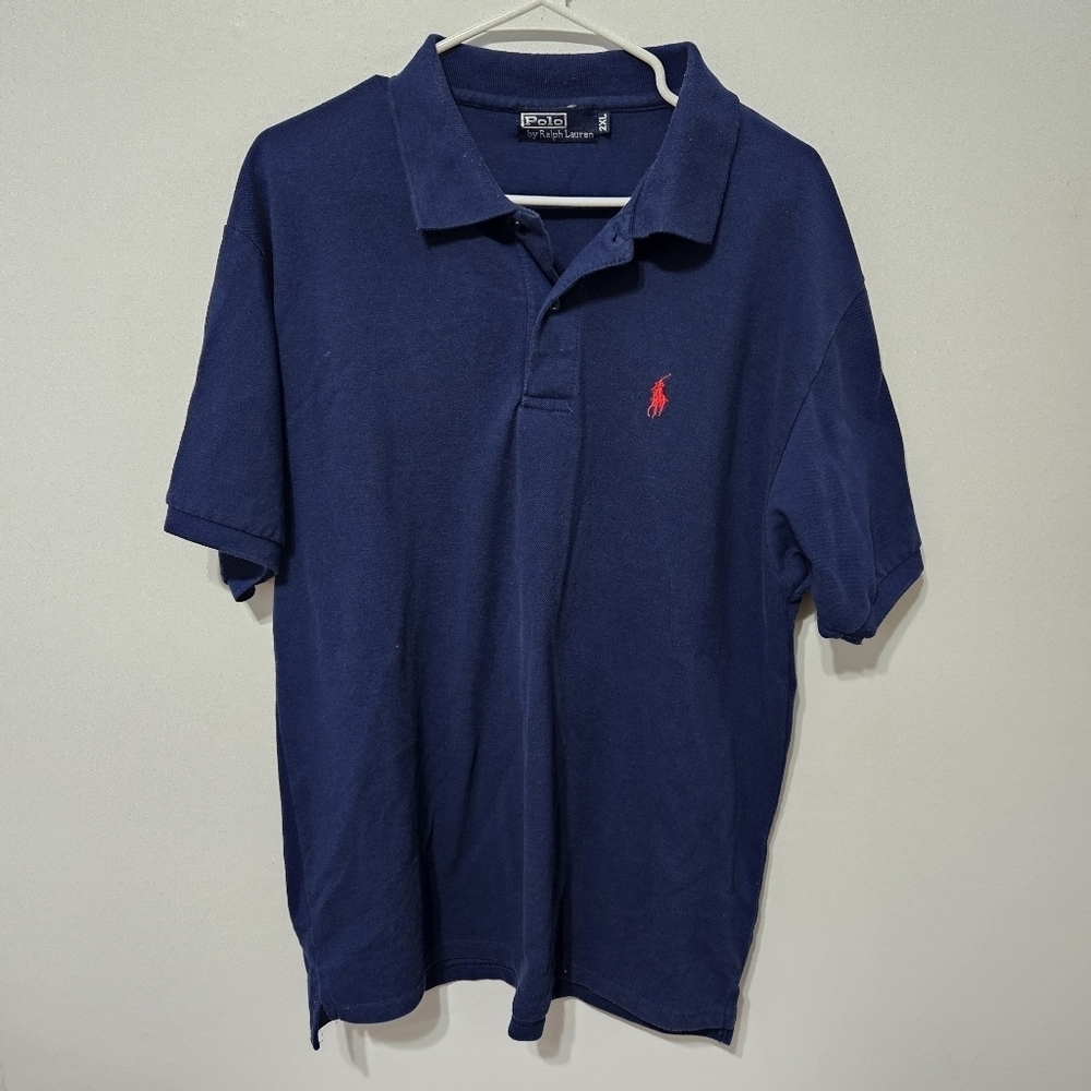 Vintage Polo Ralph Lauren Men's Size XX-Large Navy Blue Big Horse Polo Shirt B17